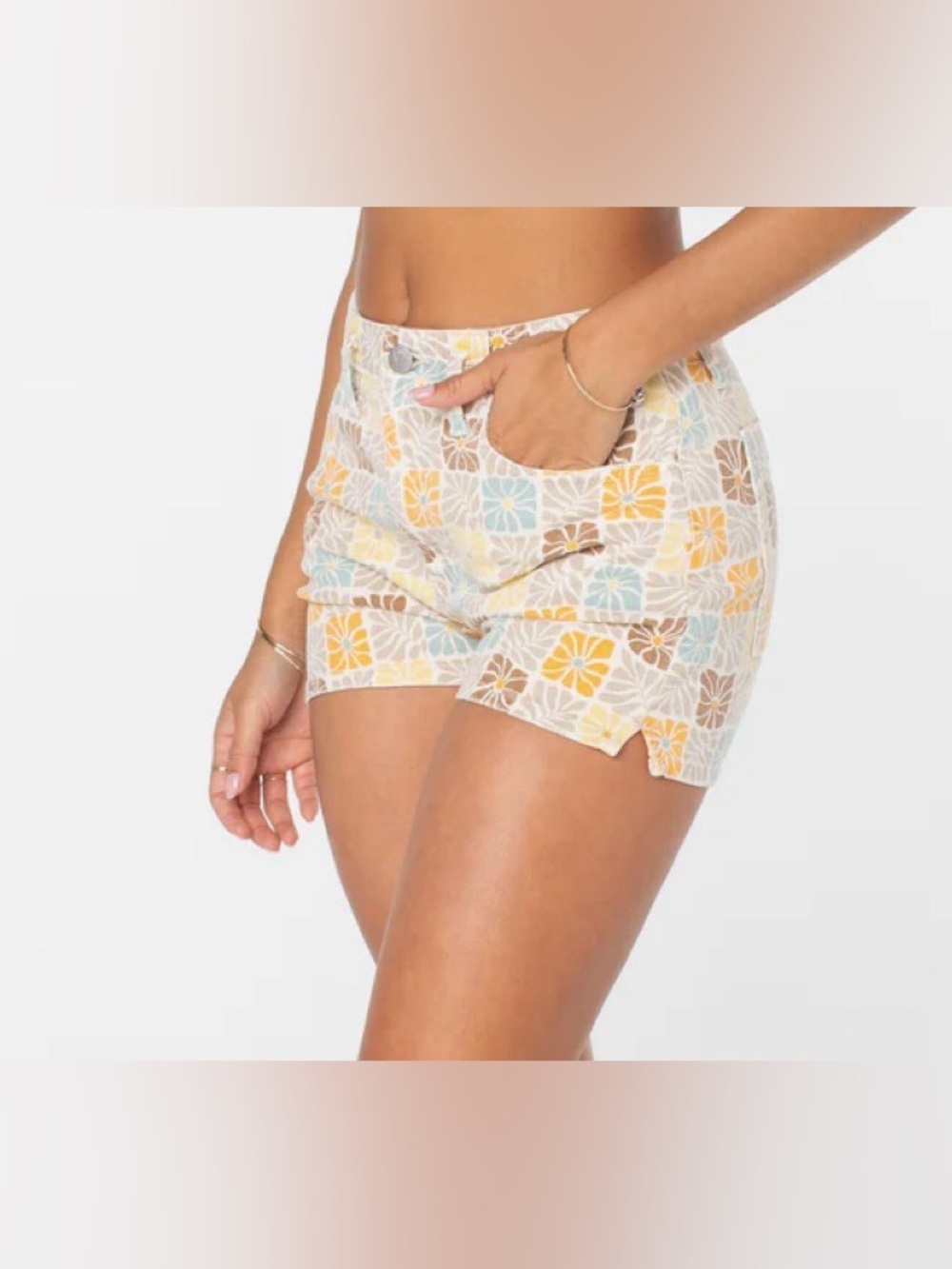 Roxy Wunderlust Golden Haze Vintage Geo Floral cotton blend summer beachy casual - Picture 8 of 8